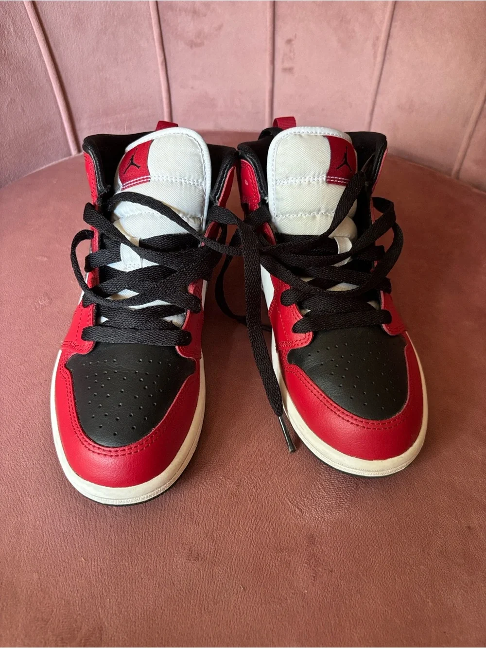 Jordan Kids Red, Black & White High-Top Sneakers